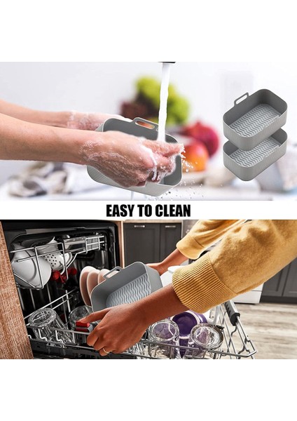 Ninja Hava Fritöz Çift Için Hava Fritöz Gömlekleri, Ninja Hava Fritöz Aksesuarları Için Yeniden Kullanılabilir Hava Fritöz Silikon Astar, Gri (Yurt Dışından) indirimleri