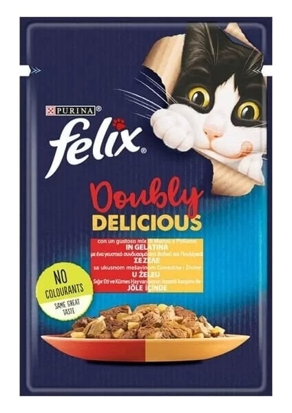 Taze Sığır Etli ve Kümes Hayvanlı Jöleli Pouch Yetişkin Konserve Kedi Maması 85 gr