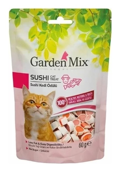 Kuzulu Sushi Düşük Yağlı Şekersiz Kedi Ödül Maması 60 gr