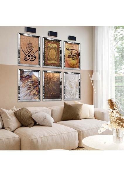 DİNİ MODEL VE KURUTULMUŞ ÇİÇEK 6'LI PLEKSİ KENAR MDF TABLO SETİ fiyatları