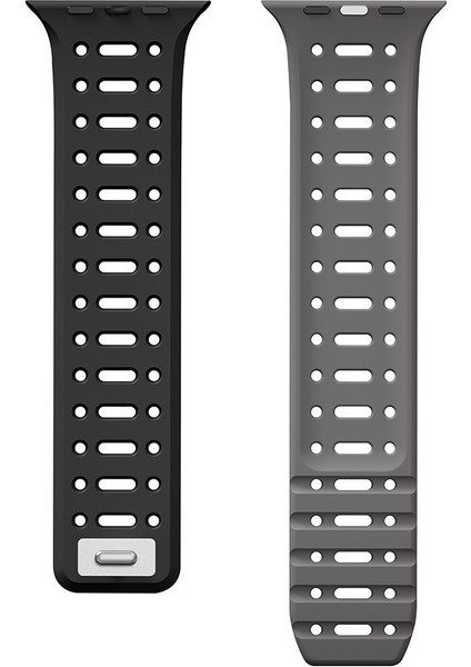 Apple Watch 7 41MM Uyumlu KRD-124 Silikon Kordon Strap Kayış-Turuncu-Gri fırsatları