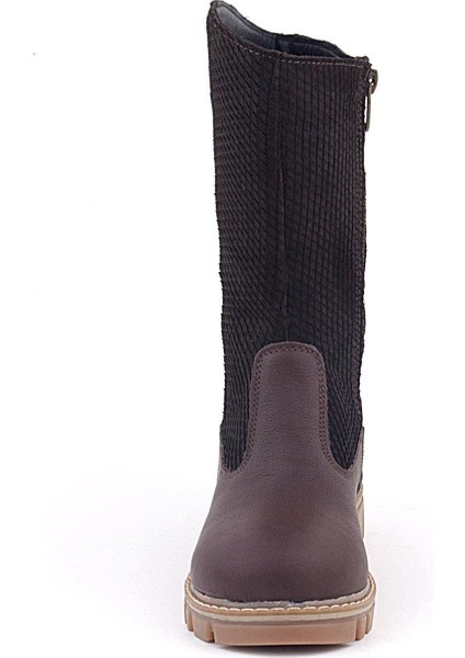 Hakiki Deri Kahverengi Fermuarlı Uzun Kız Çocuk Çizme modelleri