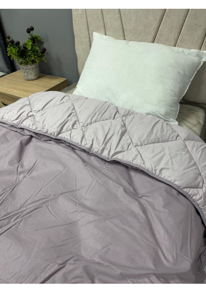 Pamuk Ranforce Tek Kişilik Yorgan Çift Taraflı Mor Düz Desenli Kapitoneli modelleri