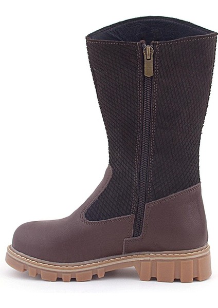 Hakiki Deri Kahverengi Fermuarlı Uzun Kız Çocuk Çizme fırsatları