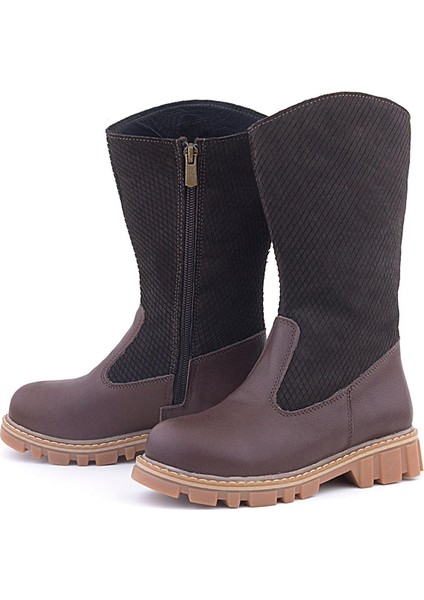 Hakiki Deri Kahverengi Fermuarlı Uzun Kız Çocuk Çizme indirimleri