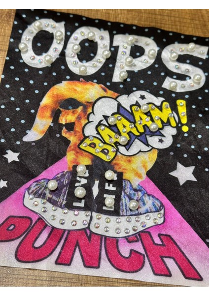 Boncuk Taş Işleme Oops Yazılı Arma Dikiş Aplike 20X18 cm fiyatları