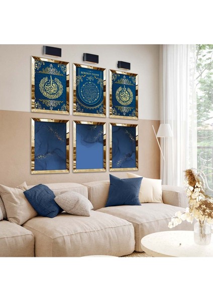 BEREKET DUASI DİNİ MODEL 6'LI PLEKSİ KENAR MDF TABLO SETİ