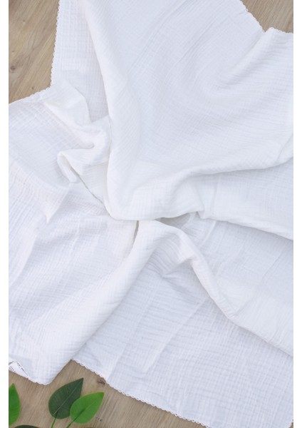 Kız Erkek Bebek Beyaz Dort Katlı Müslin Ponponlu Kundak Battaniye STL6904 modelleri