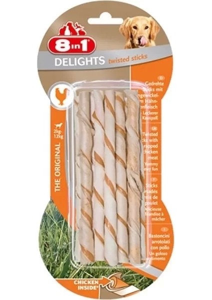 8 In 1 Delights Twisted Tavuklu Burgu Köpek Kemik Ödülü 10X55 gr