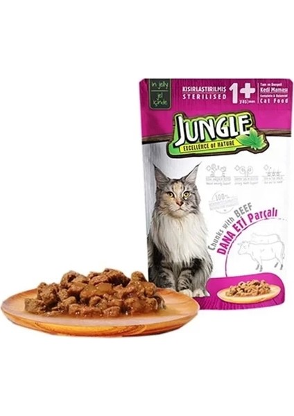 Biftekli Pouch Yetişkin Kısırlaştırılmış Konserve Kedi Maması 85 gr