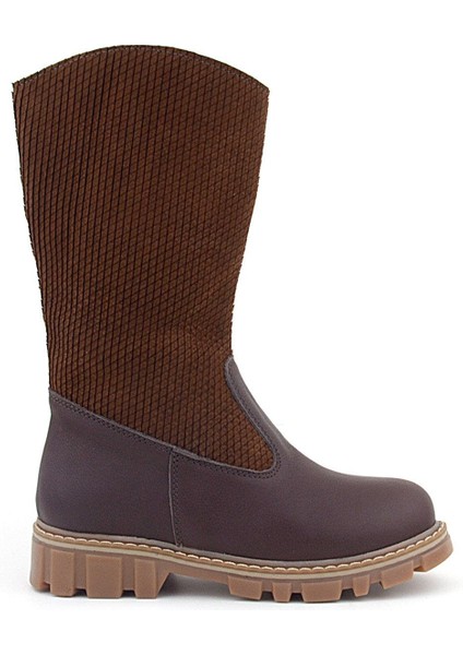 Hakiki Deri Taba Kahve Fermuarlı Uzun Kız Çocuk Çizme fiyatları