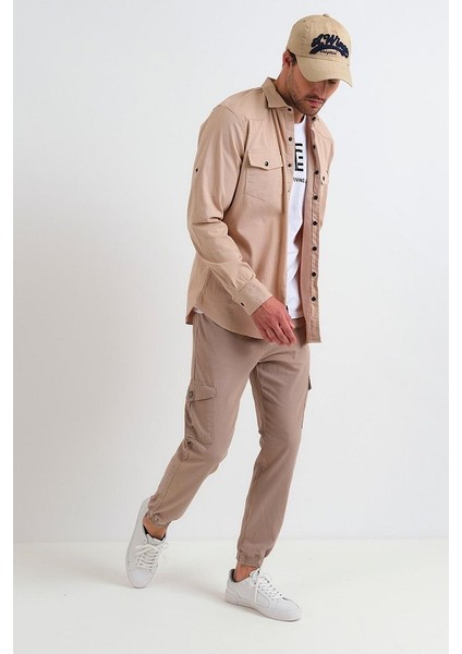 Erkek Beli ve Paçası Lastikli Kargo Cepli Keten Jogger Pantolon fiyatları