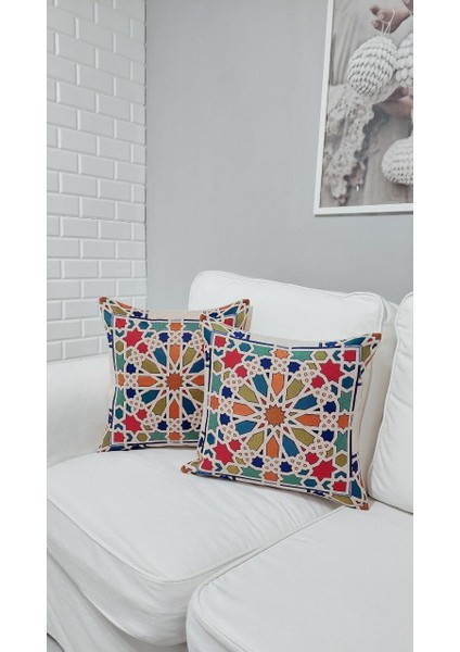 Goblen Pamuk Dokuma Kumaş Yastık Kırlent Kılıfı Pillow