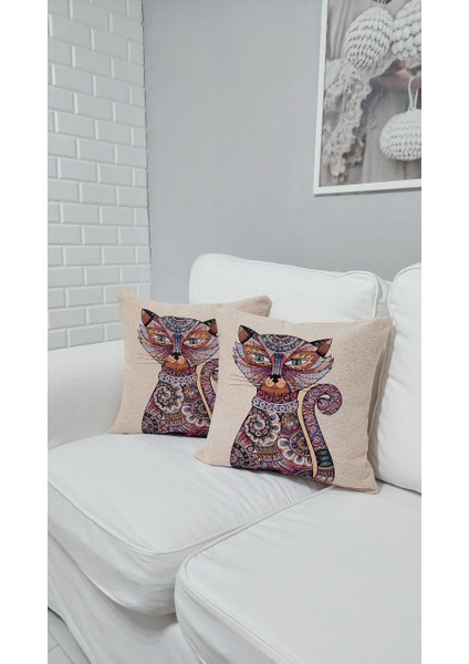 Goblen Pamuk Dokuma Kumaş Yastık Kırlent Kılıfı Pillow