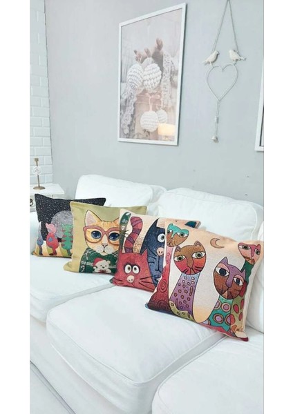 Goblen Pamuk Dokuma Kumaş Yastık Kırlent Kılıfı Pillow