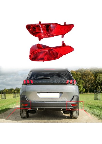 9811982980 Araba Sol Arka Tampon Sisli Sis Park Yeri Uyarı Reflektör Arka Lambalar Peugeot Için Ampul ile Arka Lambalar 5008 Mk2 2016+ (Yurt Dışından)