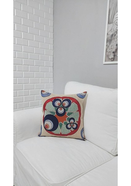 Goblen Pamuk Dokuma Kumaş Yastık Kırlent Kılıfı Pillow