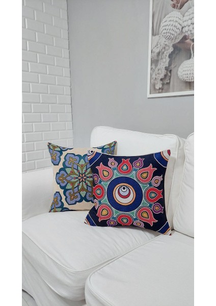 Goblen Pamuk Dokuma Kumaş Yastık Kırlent Kılıfı Pillow
