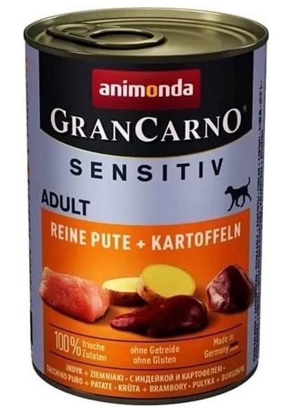 Gran Carno Sensitive Hindili ve Patatesli Yetişkin Köpek Konservesi 400 gr