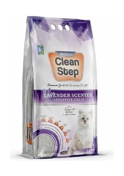Clean Step Aktif Karbonlu Lavanta Kokulu Ince Taneli Topaklanan Bentonit Kedi Kumu 5 Lt