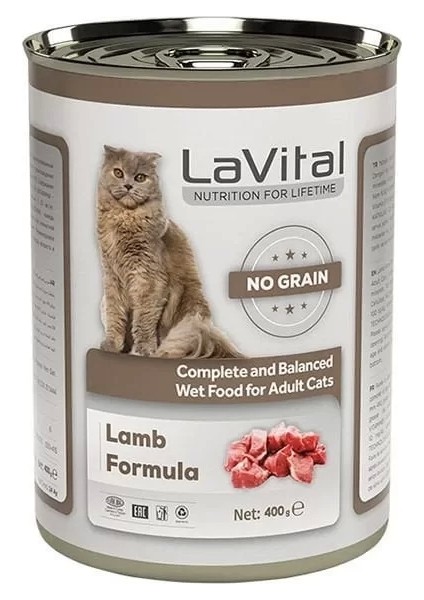 Lavital Adult Tahılsız Kuzu Etli Yetiskin Konserve Kedi Maması 400 gr