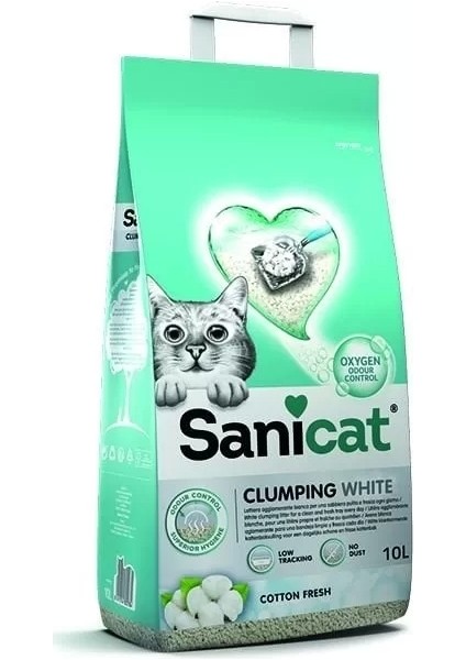 Clumping White Cotton Oksijen Kontrol Topaklanan Kedi Kumu 10 Lt