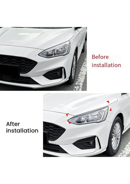 Ford Için Araba Parlak Siyah Far Lambası Kaşları Kapak Trim (Yurt Dışından)