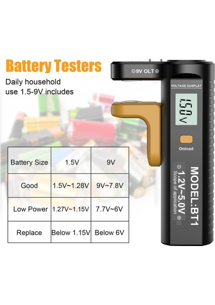 Dijital Pil Test Cihazı LCD Ekran Hücre Pil Kapasitesi Dedektörü (Yurt Dışından) modelleri