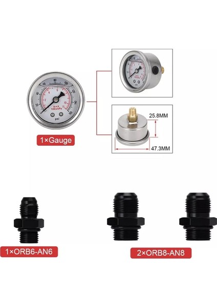 Yakıt Enjeksiyon Regülatörü Boost Ölçerli Yüksek Basınç 8AN Siyah (Yurt Dışından)