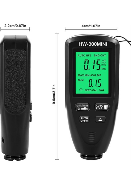 HW300MINI Kalınlık Ölçer Test Cihazı Otomatik Araba Boyası Ölçümü-Siyah (Yurt Dışından)