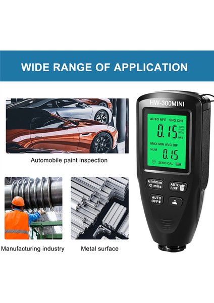 HW300MINI Kalınlık Ölçer Test Cihazı Otomatik Araba Boyası Ölçümü-Siyah (Yurt Dışından)