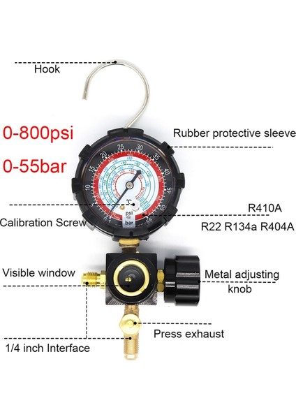 Yüksek Taraf Basınç Ölçer R410A R22 R404A Tek Manifold Ölçer (Yurt Dışından)