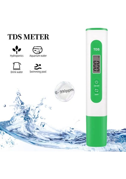 Tds Metre Dijital Su Kalitesi Test Cihazı, 0-999 Ppm Ölçüm Aralığı (Yurt Dışından)