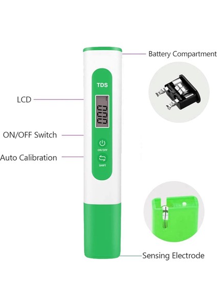 Tds Metre Dijital Su Kalitesi Test Cihazı, 0-999 Ppm Ölçüm Aralığı (Yurt Dışından)