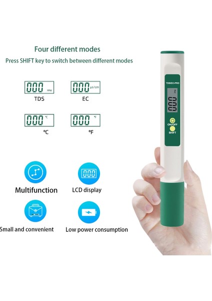 Tds Metre Dijital Su Test Cihazı - 3'ü 1 Arada Su Kalitesi Test Cihazı (Yurt Dışından)