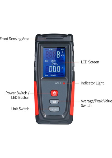 Emf Ölçer USB Şarj Edilebilir, Ev Aletleri Için Radyasyon Dedektörü (Yurt Dışından)