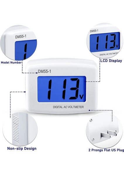 3 Adet Ac 80-300V LCD Dijital Voltmetre Monitörü, DM55-1 Güç Abd Fişi (Yurt Dışından)