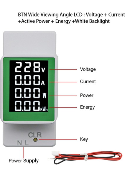 Kwh Power Dijital Enerji Ölçer Voltmetre Ampermetre Wattmetre (Yurt Dışından)