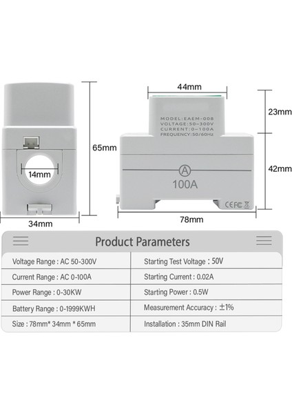 Kwh Power Dijital Enerji Ölçer Voltmetre Ampermetre Wattmetre (Yurt Dışından)