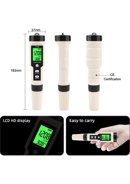 4'ü 1 Arada YY-400 Ph/orp/h2&tem Metre Dijital Test Cihazı, Arka Aydınlatma (Yurt Dışından)