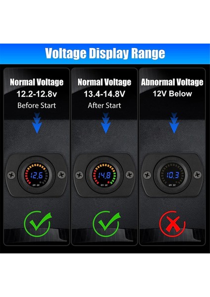 12V LED Dijital Ekran Voltaj Ölçer Araba Voltmetre Ölçüm Cihazı (Yurt Dışından)
