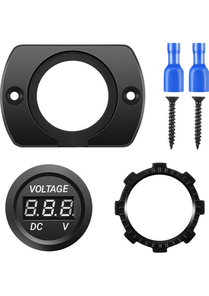 12V-24V Su Geçirmez Araba Motosiklet LED Dijital Ekran Voltmetre Siyah (Yurt Dışından)