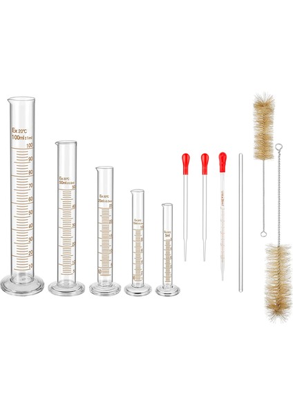 Cam Dereceli Ölçüm Silindirleri Seti, 3 Pipet + 2 Fırça (Yurt Dışından)