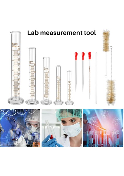 Cam Dereceli Ölçüm Silindirleri Seti, 3 Pipet + 2 Fırça (Yurt Dışından)