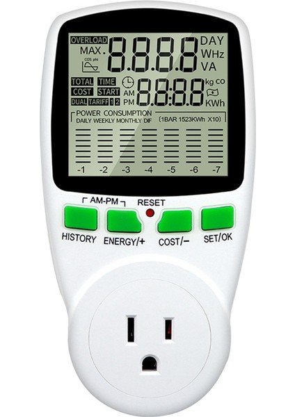 Dijital LCD Enerji Ölçer Wattmetre Güç Analizörü Abd Fişi (Yurt Dışından)