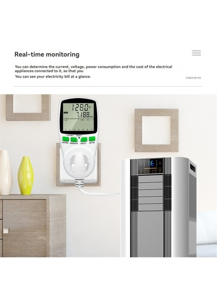 Dijital LCD Enerji Ölçer Wattmetre Güç Analizörü Abd Fişi (Yurt Dışından)