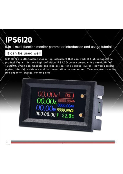 Dijital Voltmetre Ampermetre Çok Işlevli Test Cihazı IPS Voltaj Akım (Yurt Dışından)