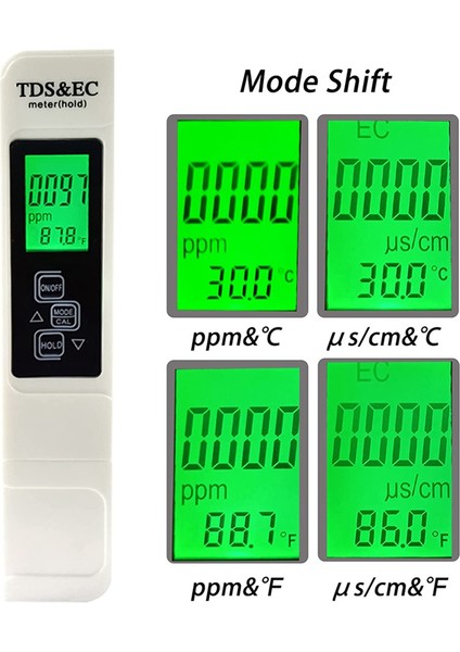 4'ü 1 Arada Tds Ph Ölçer, Ec Ölçer, Musluk Içme Suyu Için Tds Su Test Cihazı (Yurt Dışından)