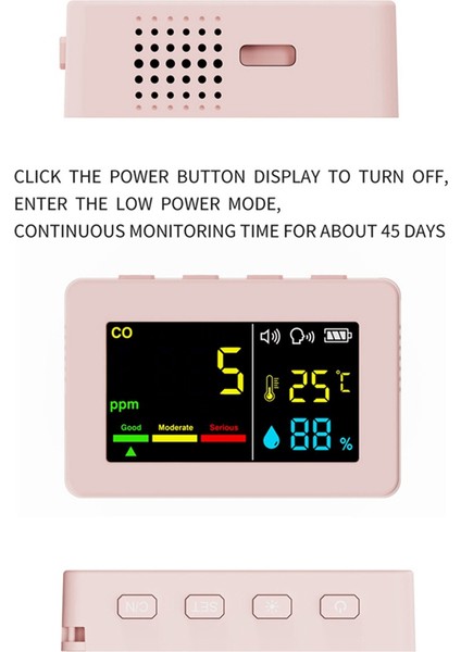 Hava Kalitesi Ölçer 3'ü 1 Arada Co Sıcaklık ve Nem Test Cihazı (Beyaz) (Yurt Dışından)