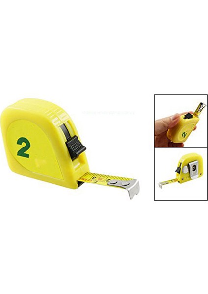 Sarı 2m 6ft Şerit Metre Ölçüm Bandı Ölçeği Metal Kapsül (Yurt Dışından)